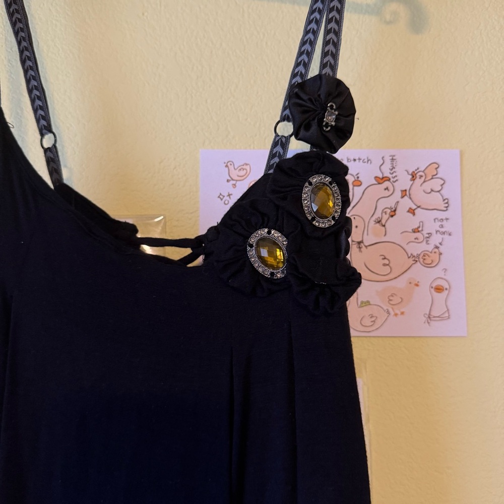 Unique Black Rhinestone Flower Dress - Picture 2 of 5